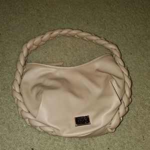 Beige braided crossbody bag